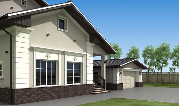 дом в современной классике - главный вход